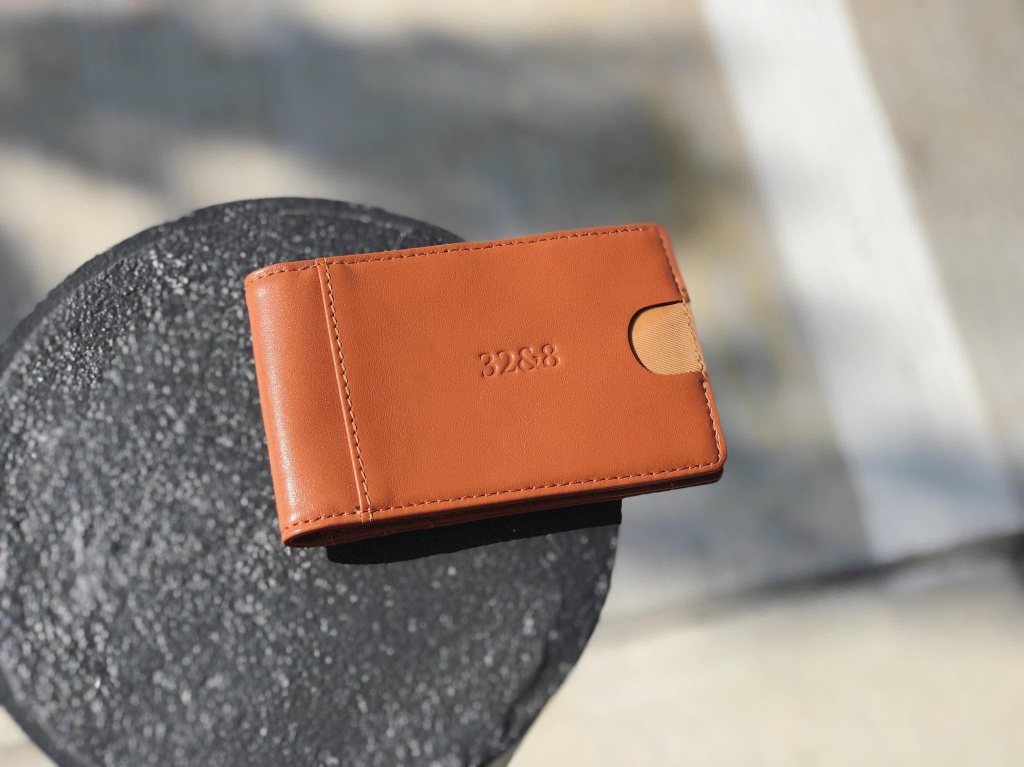 Espresso wallet on dark metal